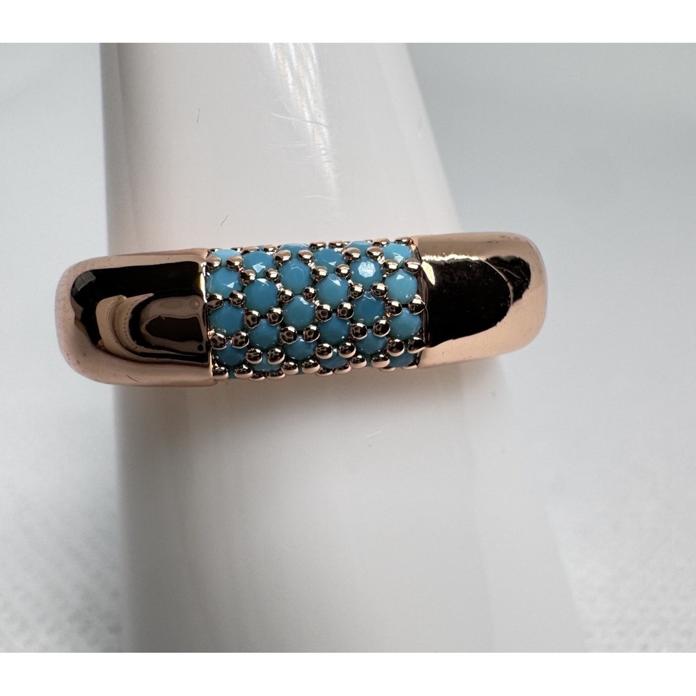 Ring Bomb Party Eccentric Details Turquoise Rose Gold Ring Size 9 RBP6782